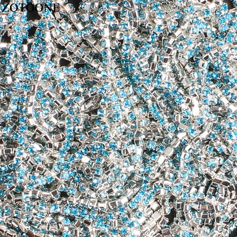 ZOTOONE SS10 1Yard Lake Blue Rhinestone Chain Crystals Applique Strass Trim Sew On Glue Base Cup For Ornament Diy E | Дом и сад