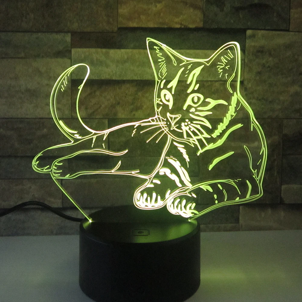 Прекрасный кот 3D ночник lighttremote Touch Swith светодиодный 3D светильник с животными 7 цветов USB 3D иллюзия настольная лампа домашний декор как детская игрушка подарок