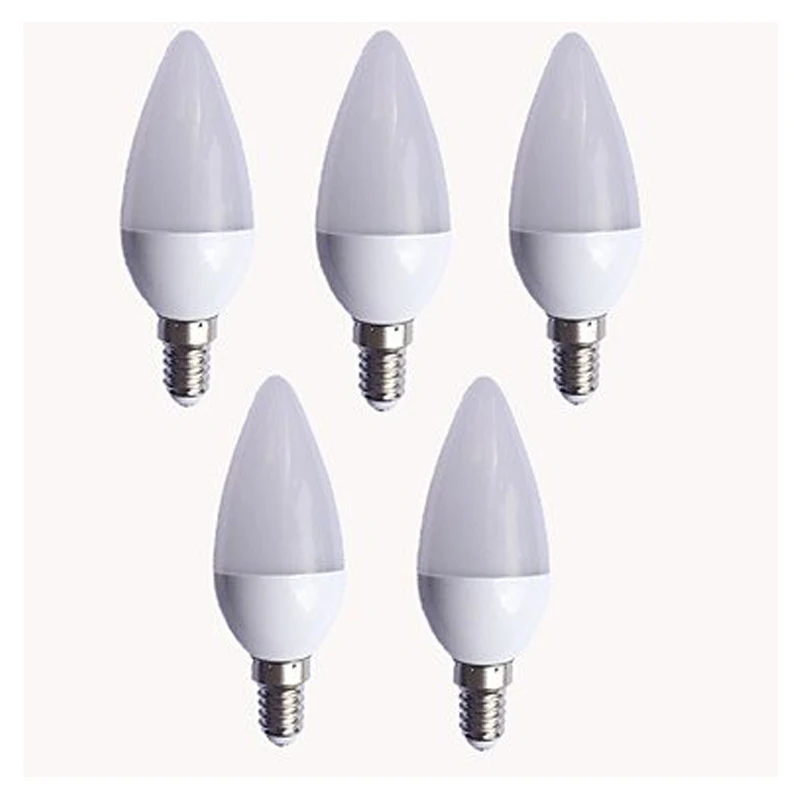 5pack 3W LED bougie ampoule E14 E27 B22 B15 110V 220V LED
