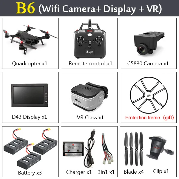 MJX Bugs 6 B6 2,4G Радиоуправляемый вертолет высокоскоростной бесщеточный двигатель Радиоуправляемый Дрон с FPV камерой передачи изображения в реальном времени Радиоуправляемый квадрокоптер - Цвет: C5830 D43 VR