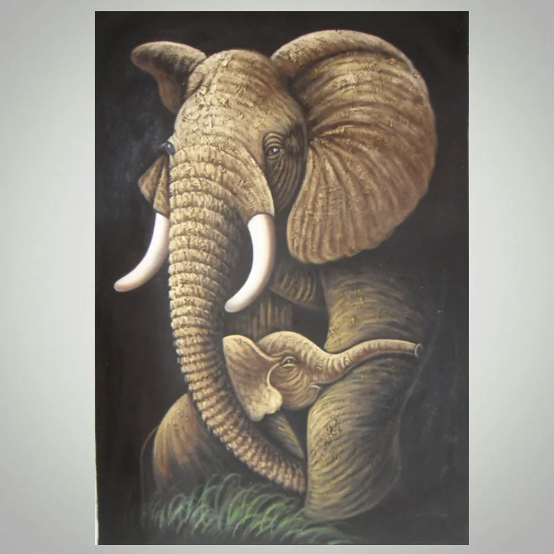 Pintado a mano Del elefante pintura al óleo sobre lienzo moderna