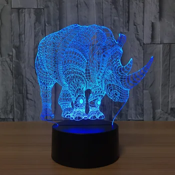 

7 color led touch 3D rhinoceros night light lighting creative gift atmosphere lights 212
