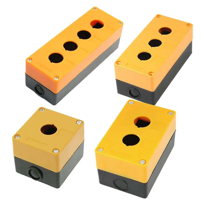 

22mm Dia. Two/Three/ Four Push Button Switch Holder Station Control Box Case Yellow Black