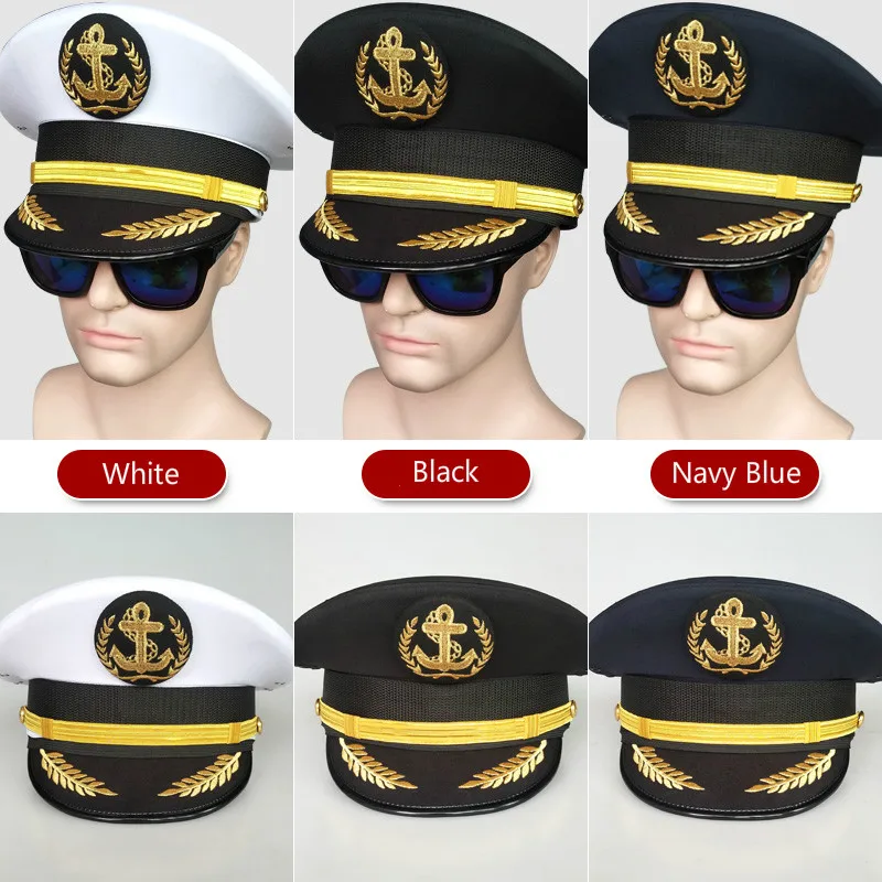 

Security White Big Cap Band Fashion Performance Hats 2019 Woman and Men Military Hat Military Army Police Uniforms Captain Hat