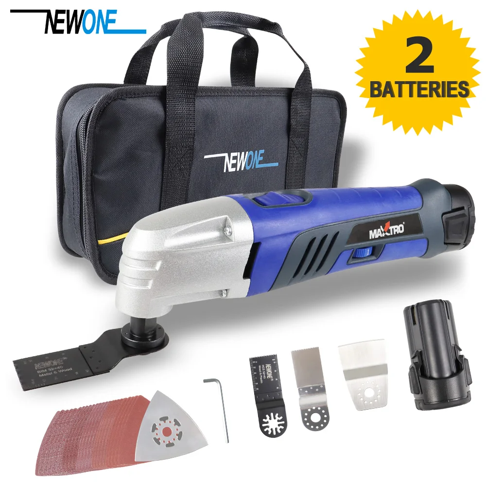 

NEWONE 12V Cordless Electric Power Trimmer Tool Multi Variable Speed Oscillating Tool with Saw Blades Set For Cut Metal/wood