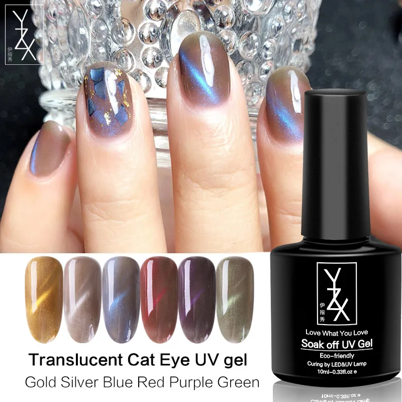 

YZX 6Bottle 10Ml Translucent Cat Eye UV Gel Series Soak Off Semi Permanent Varnish Primer Top Coat Gel Girls Nail Art Lacquer