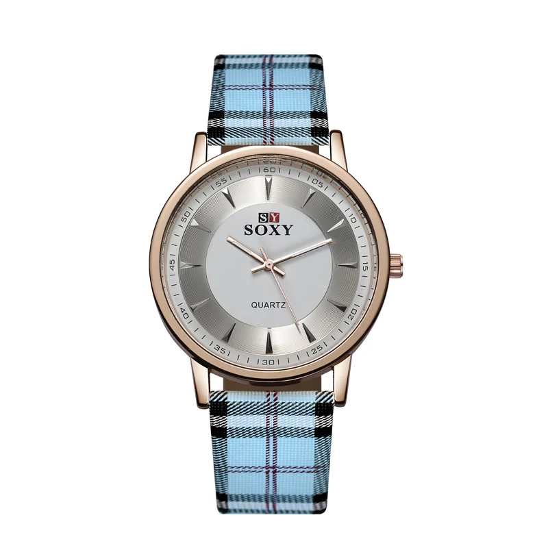SOXY, модные повседневные женские наручные часы из искусственной кожи с ремешком, аналоговый циферблат, женские кварцевые часы, Прямая поставка - Цвет: Blue white