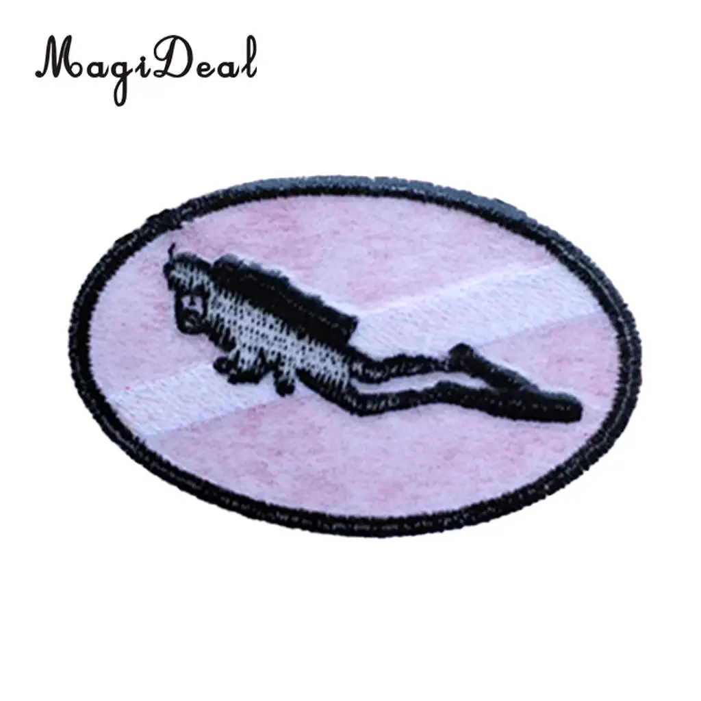 MagiDeal Ellipse Diver Down Flag Patch Embroidered Iron On Sew On Scuba Diving PADI Divers Emblem Souvenir