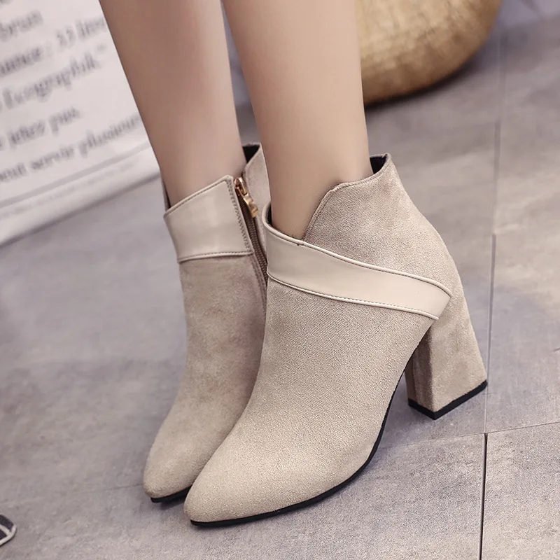 

Women Boots 2018 Autumn Winter Fashion Woman High Heels Ankle Boots Ladies Sexy Pointed Toe Casual Single Shoes Free Shipping