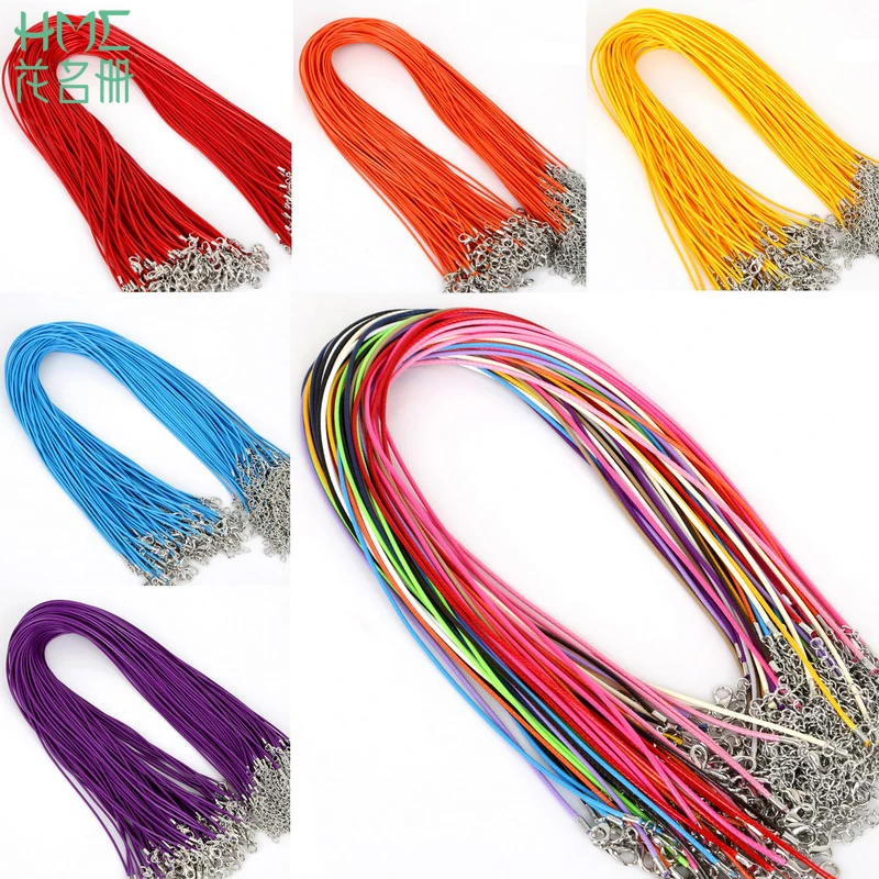 

New 1.5mm 45+5cm 10pcs/lot Faux Leather Cord Chain Adjustable Necklace Bracelet with Lobster Clasp, for DIY Jewelry Making