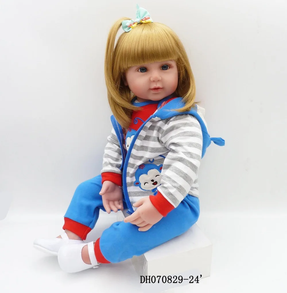 

DollMai baby reborn girl dolls 22"silicone reborn baby dolls for children creative toys gift blonde hair bonecas reborn