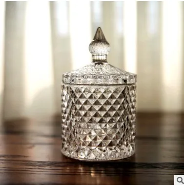 Glass Jewelry Storage Jar Elegant Luxury Bottle Sugar Bowl Home Organizer Decor 