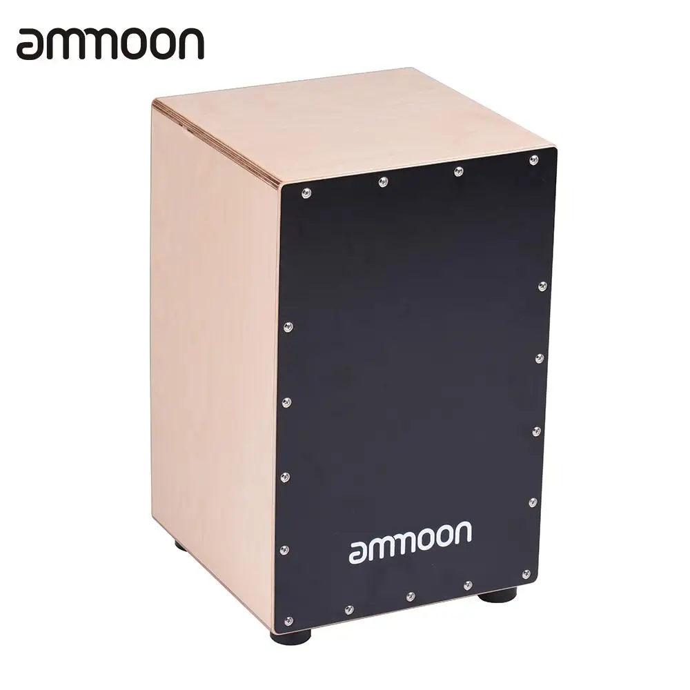 ammoon Wooden Cajon Box Drum Hand Drum Percussion Instrument Birch Wood