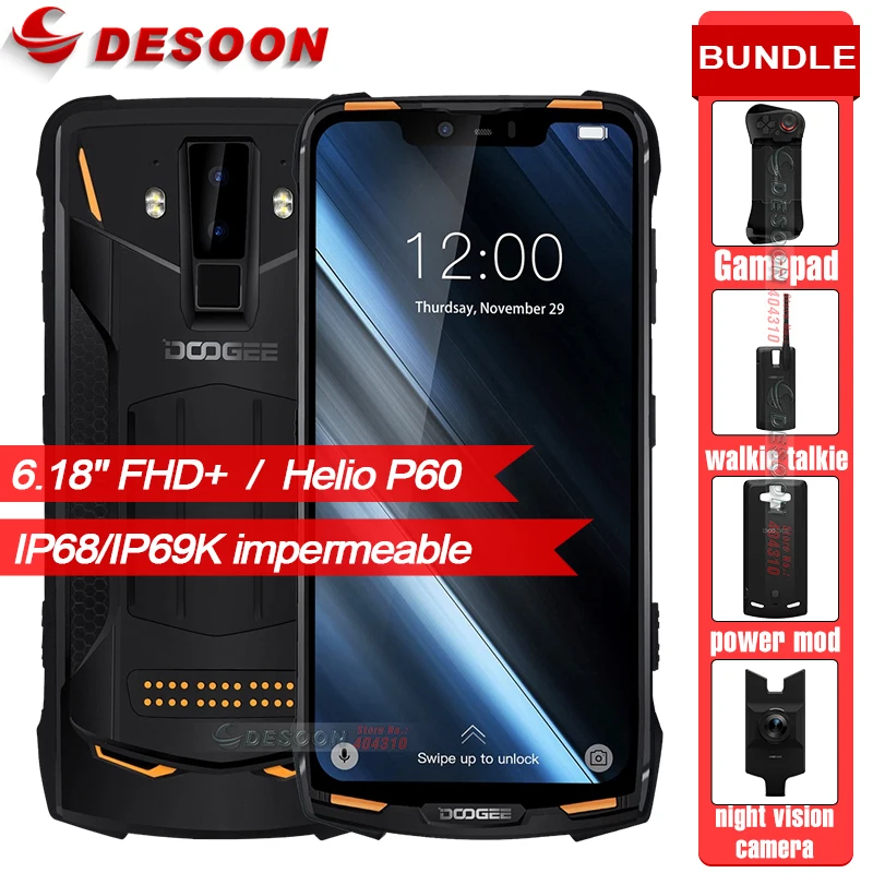 Original DOOGEE S90 IP68/IP69K Waterproof shockproof 5050mAh 6.18'' MT6671 6GB 128GB Smartphone 16MP Camera Original DOOGEE S90 IP68/IP69K Waterproof shockproof 5050mAh 6.18'' MT6671 6GB 128GB Smartphone 16MP Camera