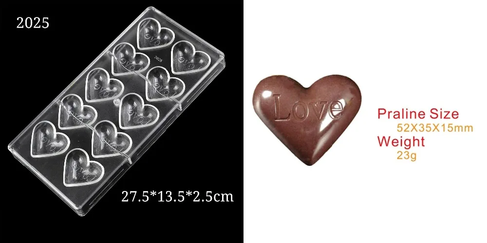3D Любовь Форма День Святого Валентина поликарбонатовый для шоколада форма сладкий леденец, пудинг желе форма для выпечки, сделай сам Кондитерские инструменты