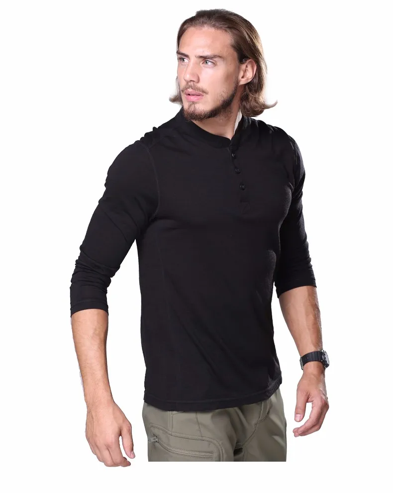 Тактические CQB Для мужчин рубашки физической подготовки Топ Slim Fit Открытый военный длинный рукав Термальность теплая футболка Кемпинг футболка