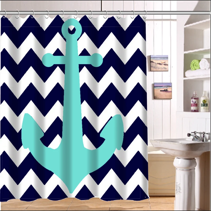 Custom Anchor Shower Curtain Waterproof Fabric Bathroom Bath Curtain 60