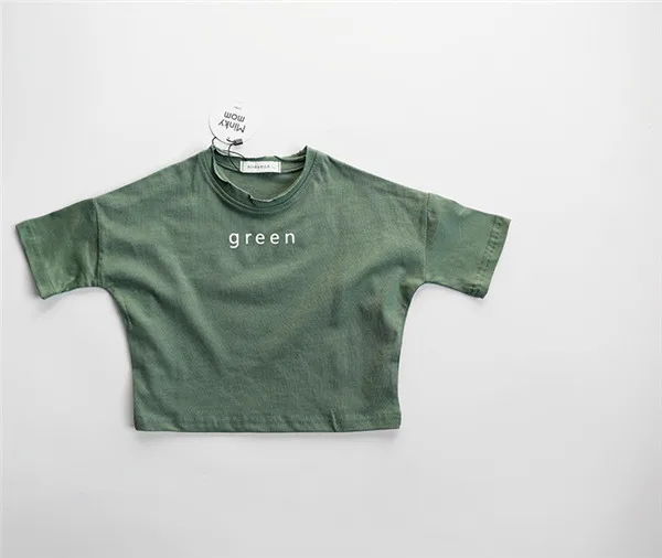 Roupas para Crianças Verão Crianças Topo Nova Manga Curta Camiseta Letras Impresso Algodão Tshirts Meninas Soltas Casual 13 Mamãe e Bebê