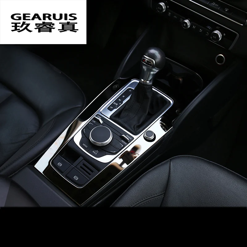 

Car Console Gear shift Panel Decoration Cover Trim Water Cup Decal Strip Blue Color Molding Stainless Steel For Audi A3 8V LHD