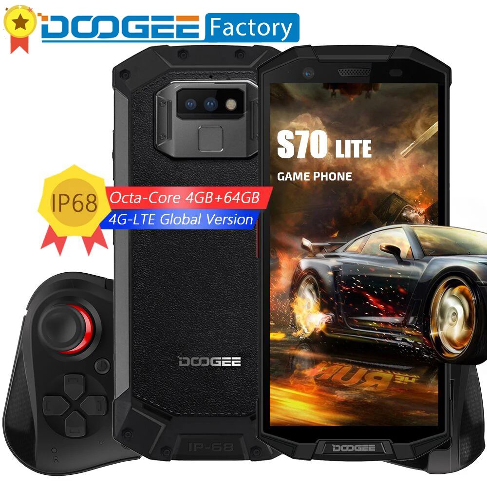 

DOOGEE S70 Lite IP68/IP69K Octa Core Smartphone 5.99"FHD+ Screen 4GB+64GB Mobile phone 13MP Face ID Touch ID NFC Cell phone