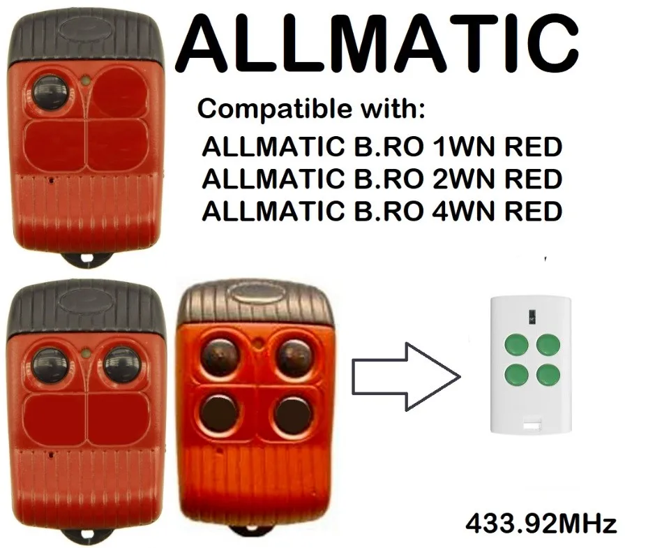 

ALLMATIC B.RO 1 WN RED B.RO 2 WN RED B.RO 4 WN RED Compatible Remote control Rolling code