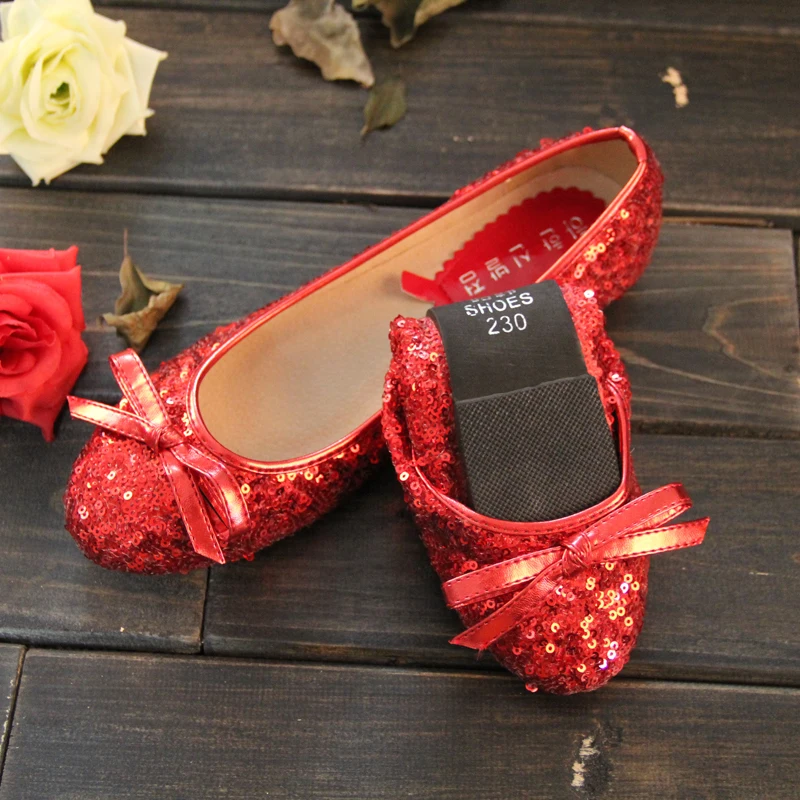 red glitter flats womens