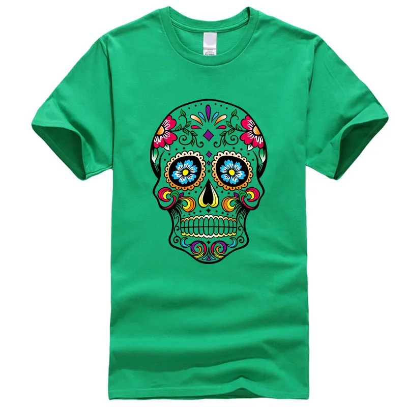 Мужская футболка высокого качества, дизайн, уличный стиль, свободная, крутая, с принтом черепа, Мужская футболка, повседневная, короткий рукав, круглый вырез, свободная, хлопок - Цвет: Green 1