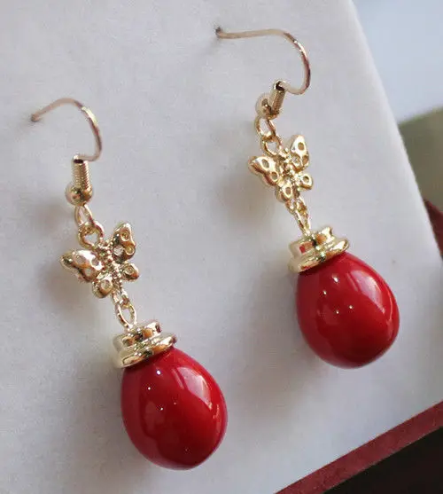

Hot sell Noble- hot sell new - 11*15mm pink/red/blue/black/green/yellow/coffee shell pearl earrings