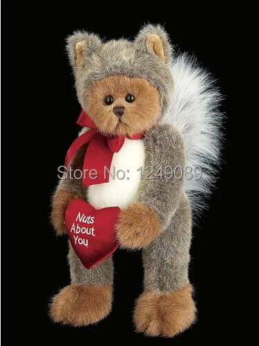 

Free shipping lovely 14 inch Bearington teddy bear with squirrel cloth soft plush doll for kids chrismas gift