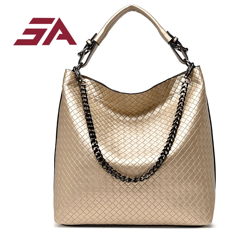 

SA brand large capacity women shoulder bag with chains casual tote hobos handbag famous brands high quality messenger bags