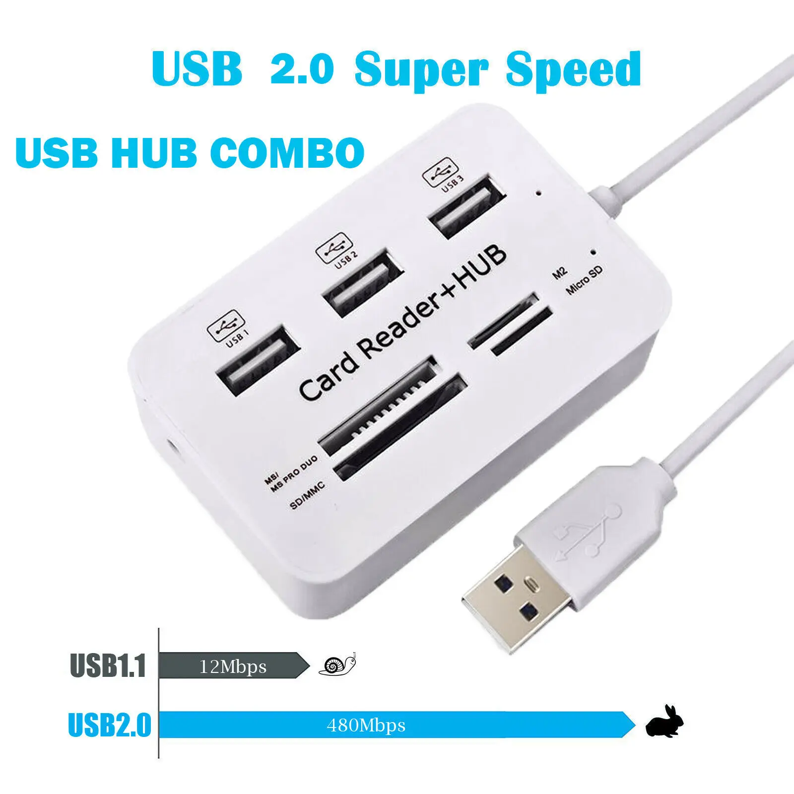 Micro USB Hub 3,0 Combo 3 Порты сплитер Мощность адаптера TF/SD/MS/M2 Card Reader все в одном ПК компьютер карты читателей