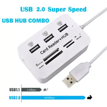 

Micro USB Hub 3.0 Combo 3 Ports Spliter Power Adapter TF/SD/MS/M2 Card Reader All in One PC Computer Card Readers