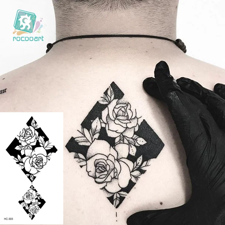 Rocooart 10.5x6cm Fake Temporary Tattoo Sticker for Girls Waterproof Black Geometric Mountain Tatoos Body Art Fake Tattoo Paper - Цвет: HC-303