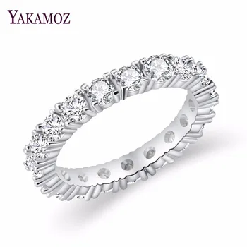 YAKAMOZ Luxury Jewelry White Color Inlay Ring for Women