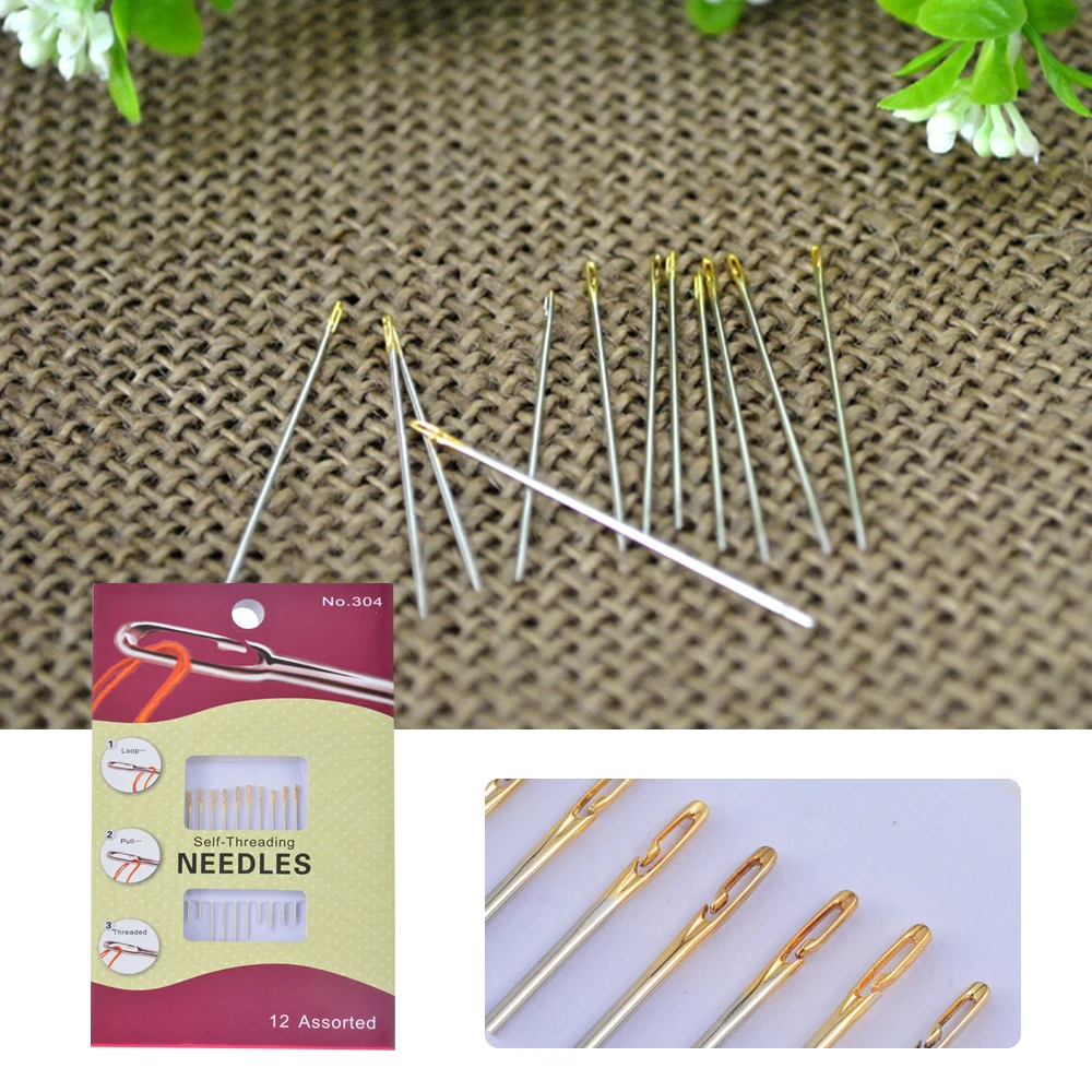 Urijk 12 шт.* 5 ручной швейные иглы, булавки само-Threading вышивка Ассорти рукоделие ремонт Stitch "сделай сам"