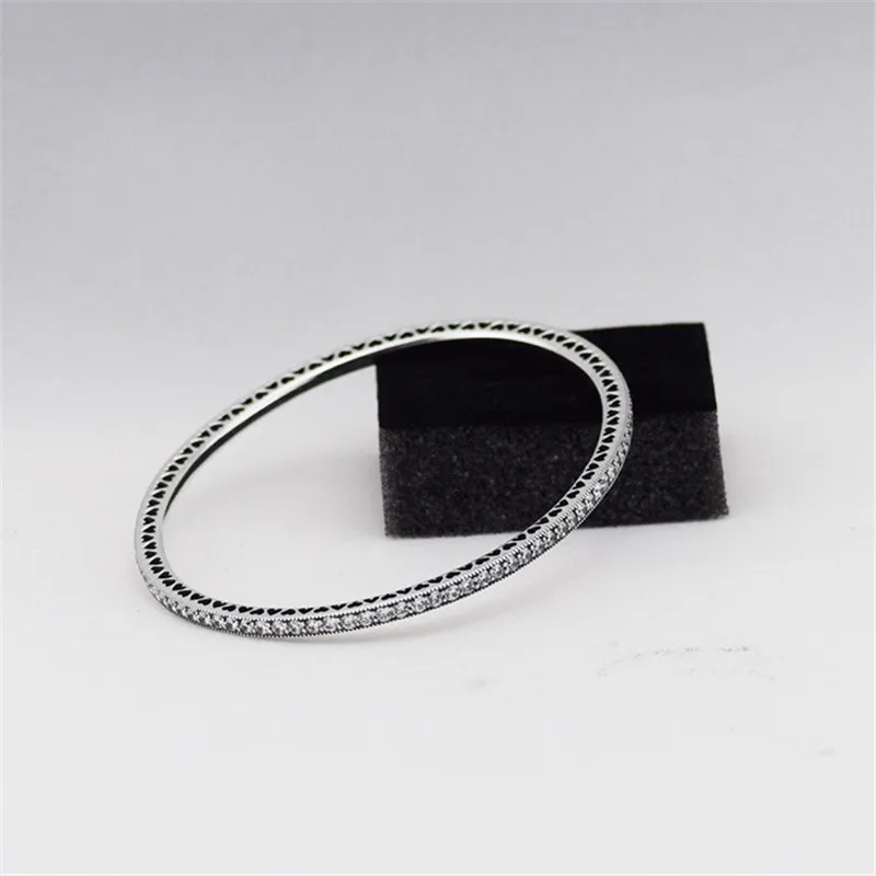 

Pandulaso Oval Shape Crystal Silver Bangles for Women Clear CZ Forever Charms Bracelets & Bangles 925 Sterling Silver Jewelry