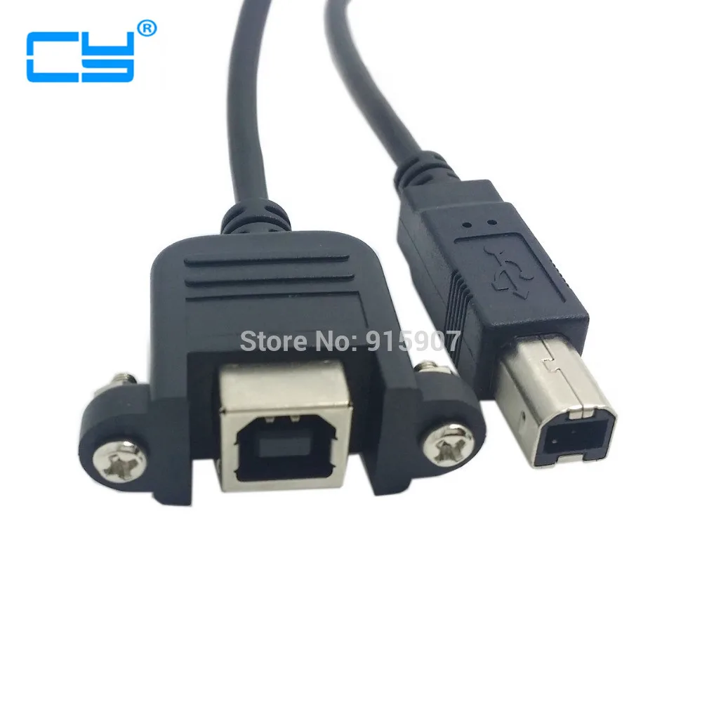 

50cm USB 2.0 B Type Male to Female Printer Scanner Hard Disk Extension Cable with Screws for Panel Mount