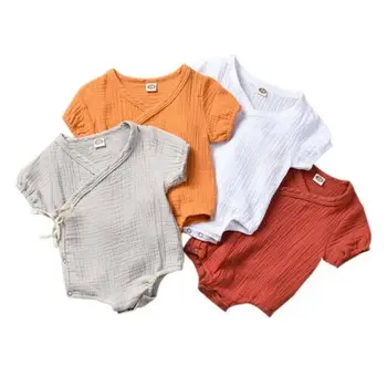 

0-18M Newborn Kids Baby Boy Girls Clothes Summer Short Sleeve Plain Romper Elegant Casual Cute lovely Outfits new born Sunsuit
