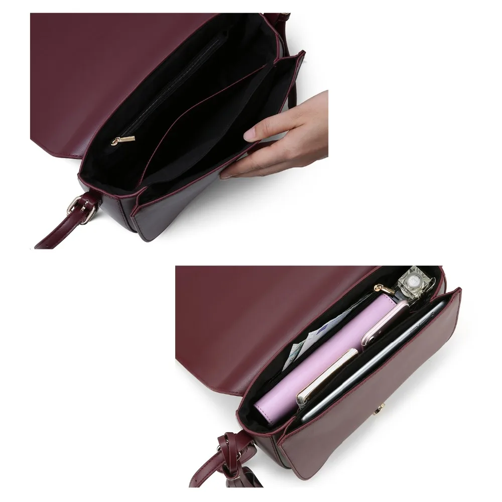 ECOSUSI الرجعية Crossbody حقائب للنساء الإناث قابل للتعديل السرج حقائب كتف بو الجلود حقيبة ساع مع انفصال شرابة