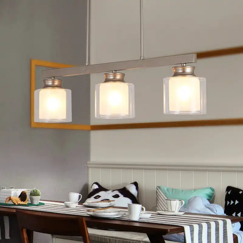 Light Modern Clear Glass Pendant Lighting Brushed Nickel Dining