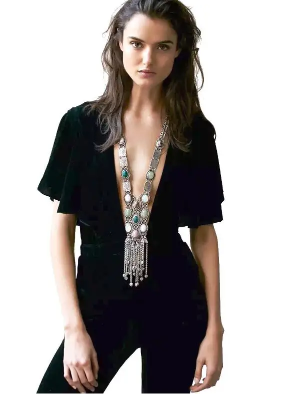 Богемные женские шикарные Макси ожерелья, Модные Винтажные длинные Подвески с кисточками, массивные ожерелья и кулоны, ювелирные изделия 051
