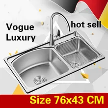 Квартира роскошный двойной кухонный паз раковина высокое качество мыть овощи 304 нержавеющая сталь Горячая 76x43 см