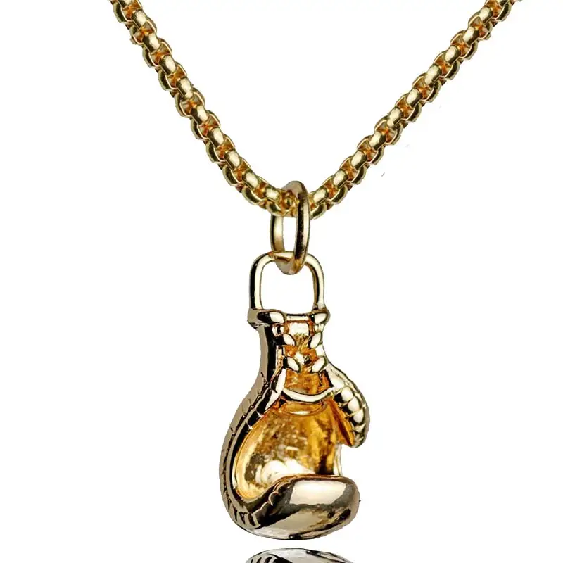 MMA Fighter Gym Fitness Necklace Boxing Glove Pendant Workout Champagne