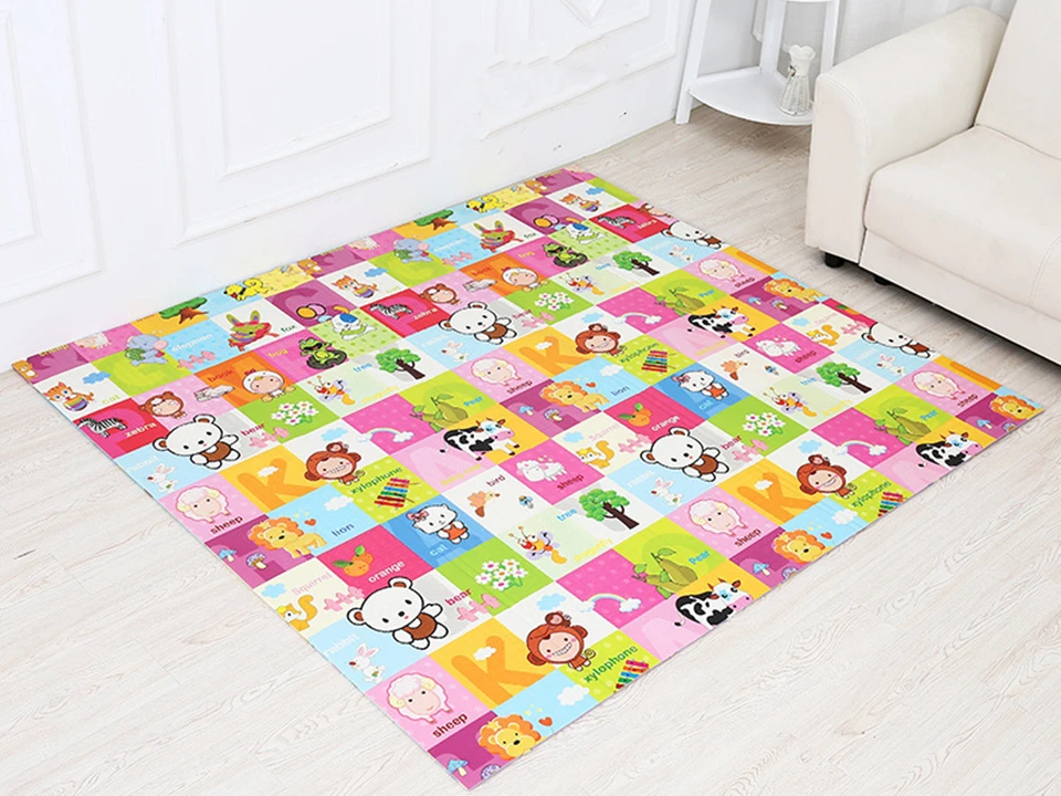 12 цветов 10 мм детский игровой коврик Детская комната ползающий коврик складной детский коврик двухсторонний прочный водонепроницаемый складной с сумкой для переноски