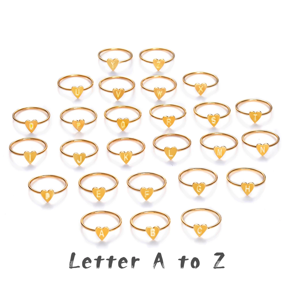 Женское винтажное Золотое кольцо IF ME A to Z с надписью Love Heart простое Ювелирное