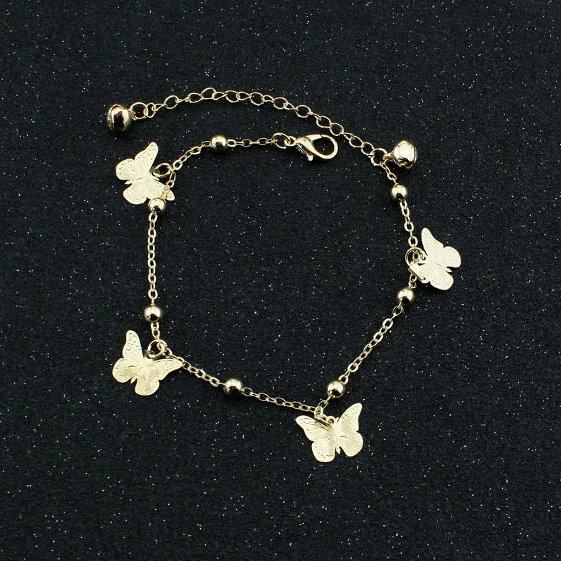 

Female Butterfly Anklets Barefoot Crochet Sandals leg bracelet Foot Anklet Bracelets For Women Chain