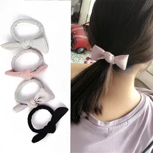 

Cloth Fabric Bows Elastic Rubber Hair Bands for Women Girls Headwear Hair Accessories Rabbit Ear Hair Ropes Ties Ring Headress