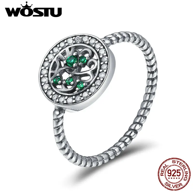 

WOSTU Genuine 925 Sterling Silver Rhyme Of Tree Of Life Finger Rings for Women Luxury Sterling Silver Jewelry Anel CQR182