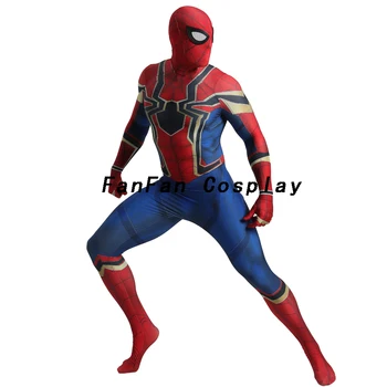 

Newest 4 Iron Spider Cosplay Costume 3D Print Spandex Zentai Bodysuit Halloween Costume Adult Kids Hot Sale