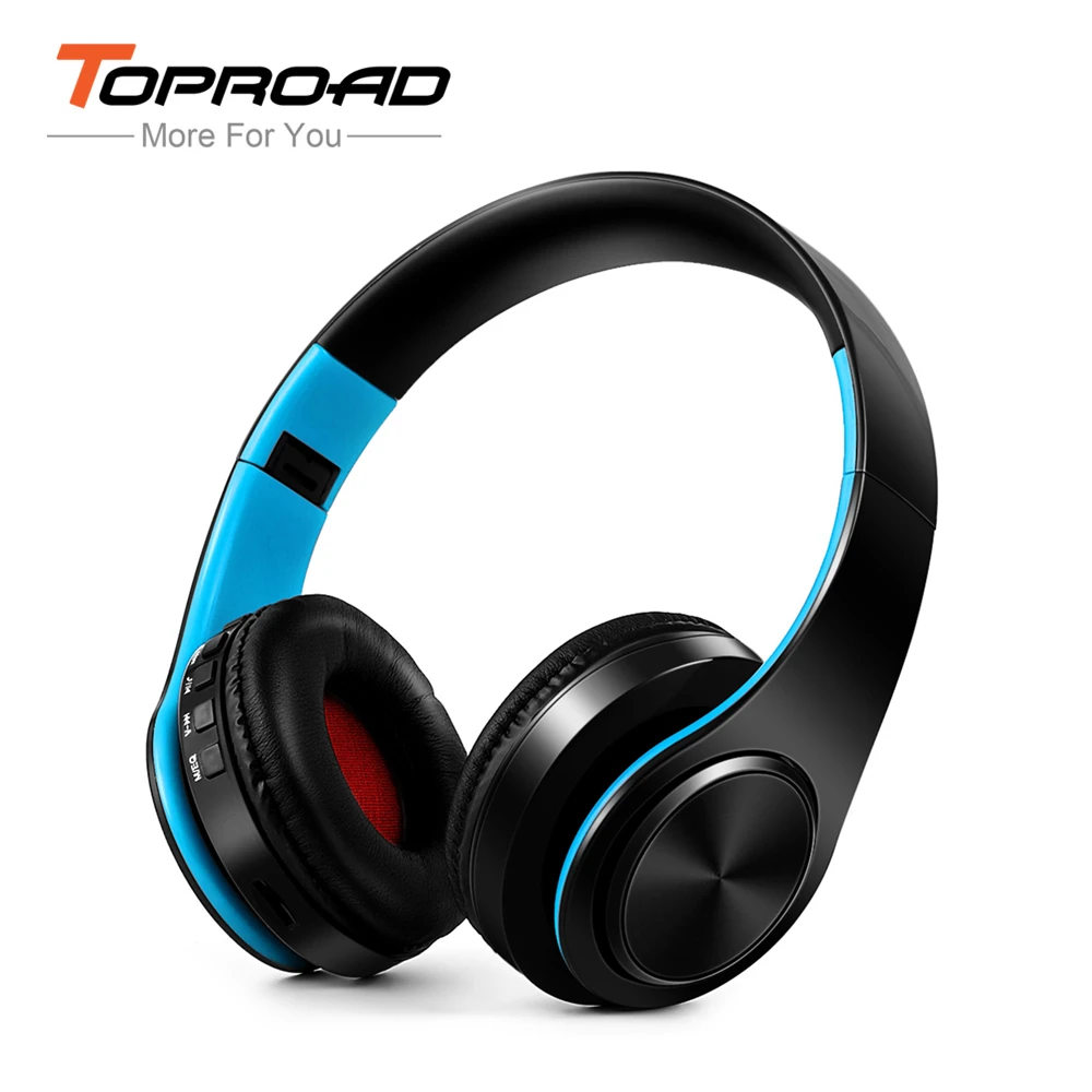 

TOPROAD Wireless Bluetooth Headphone Foldable Stereo Headset with Mic Support FM Radio TF Aux Handsfree Equalizer for Smartphone